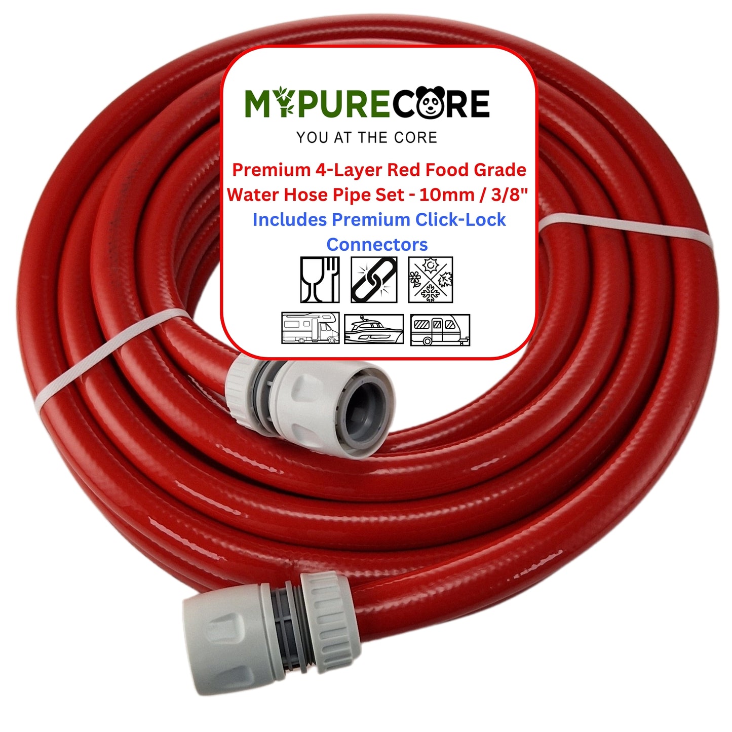 Food Grade Water Hose 10mm & 12mm - Hot & Cold Water Pipe Caravan, Boat & Garden