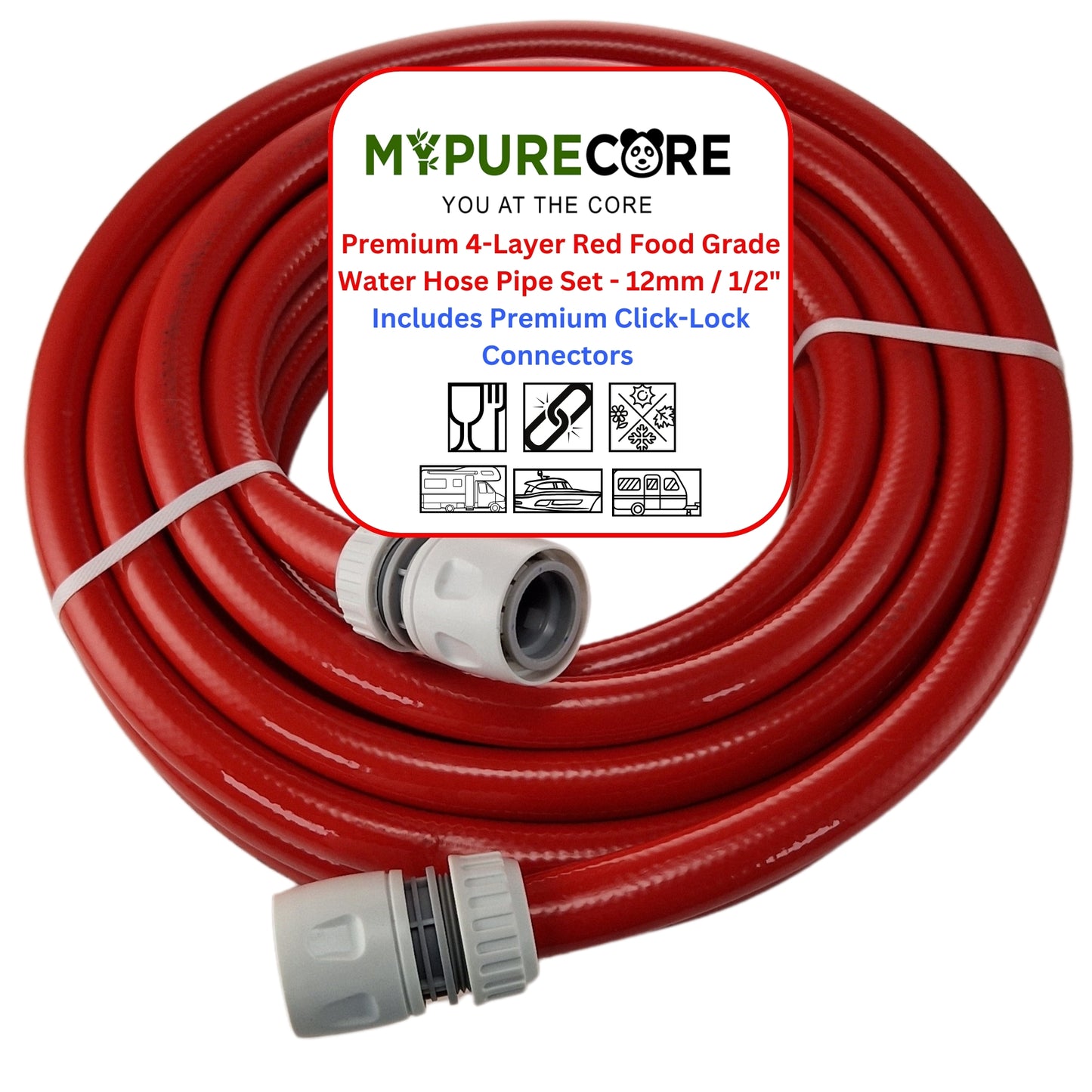 Food Grade Water Hose 10mm & 12mm - Hot & Cold Water Pipe Caravan, Boat & Garden