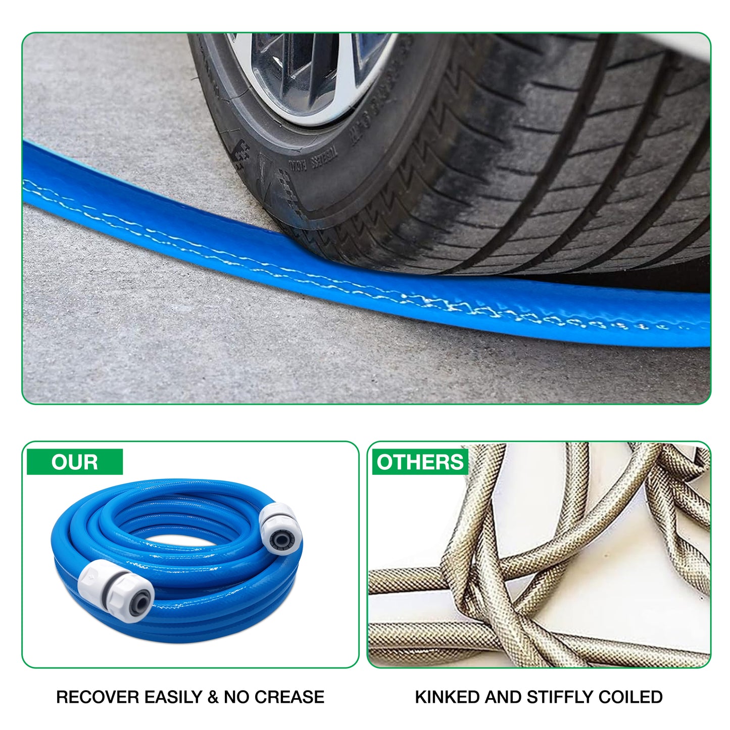 Premium 3-Layer Food Grade Water Hose Pipe | 10m, 1/2" | Includes Faucet, Double Male & Click-Lock Connectors | Motorhome, Caravan & Campervan Accessories | Campers & Motorhome Gadgets