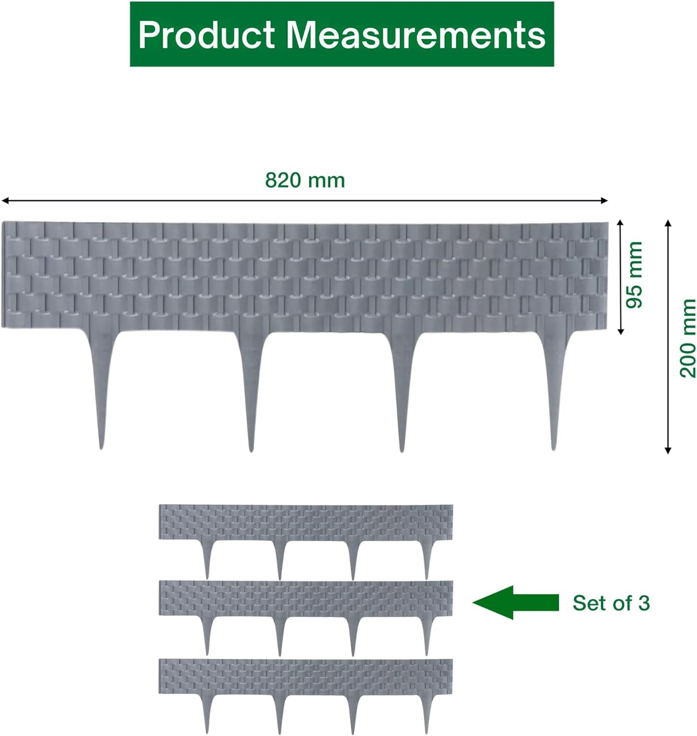 Black, Gray, Brown Rattan Effect Lawn Edging 2.4m - Flexible Plastic Garden Border for Flower Beds & Paths | Weather-Resistant & Recyclable Palisade | Easy Install Edging for Grass, Gravel & Landscape