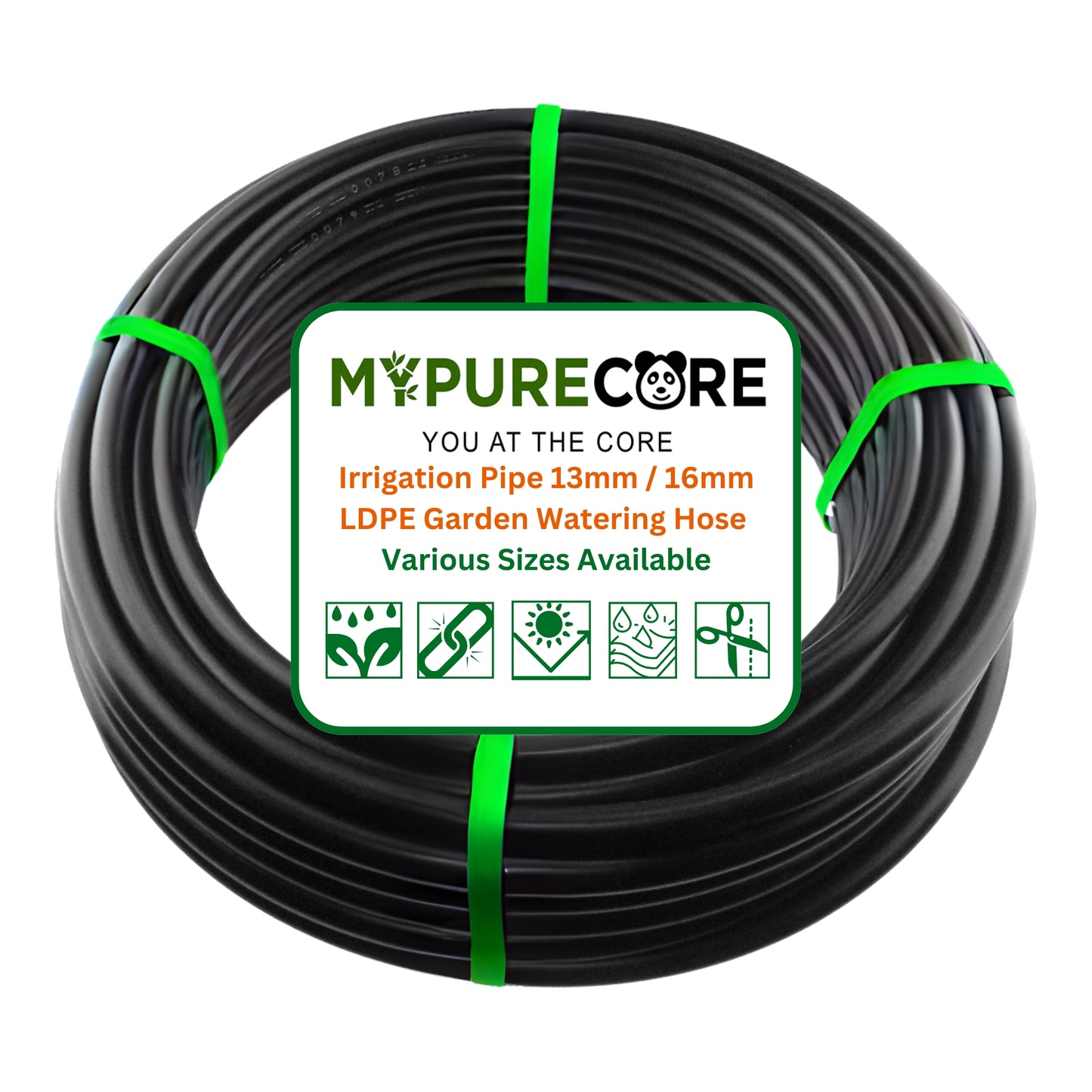 Irrigation Pipe 13mm / 16mm LDPE Garden Watering Hose – Heavy Duty UV Resistant Black Tubing Roll for Drip System, Greenhouse, Outdoor Plant Irrigation – Flexible Hose Pipe