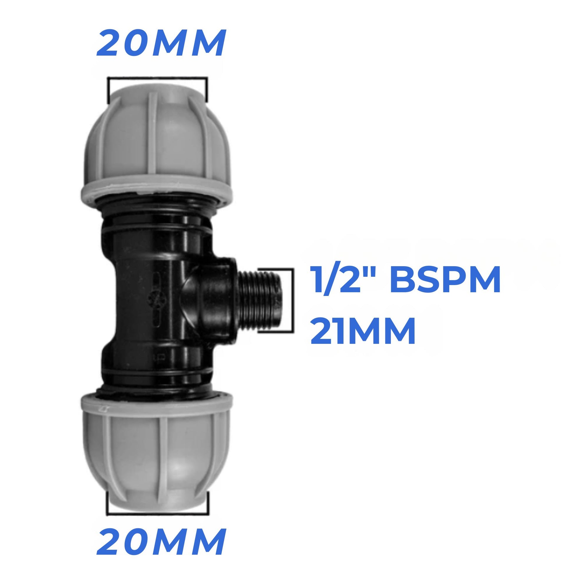 MDPE Compression Fittings 20mm - Straight, Elbow, Tee, Stop Valve, BSP Connector