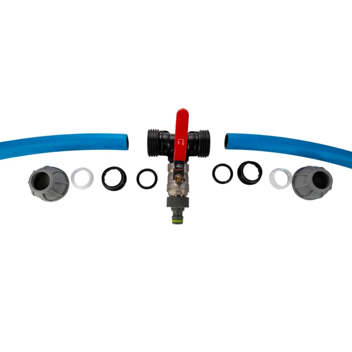 MDPE Tee-Off with Full Flow Metal Valve & Universal Hose Connector – 20mm / 25mm / 32mm