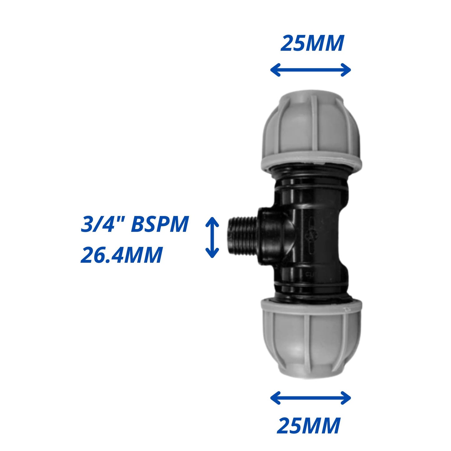 IBC Adapter S60x6 BSP MDPE Fittings 3/4" Extended Adaptor - Tee, Straight, Elbow 25mm & 32mm