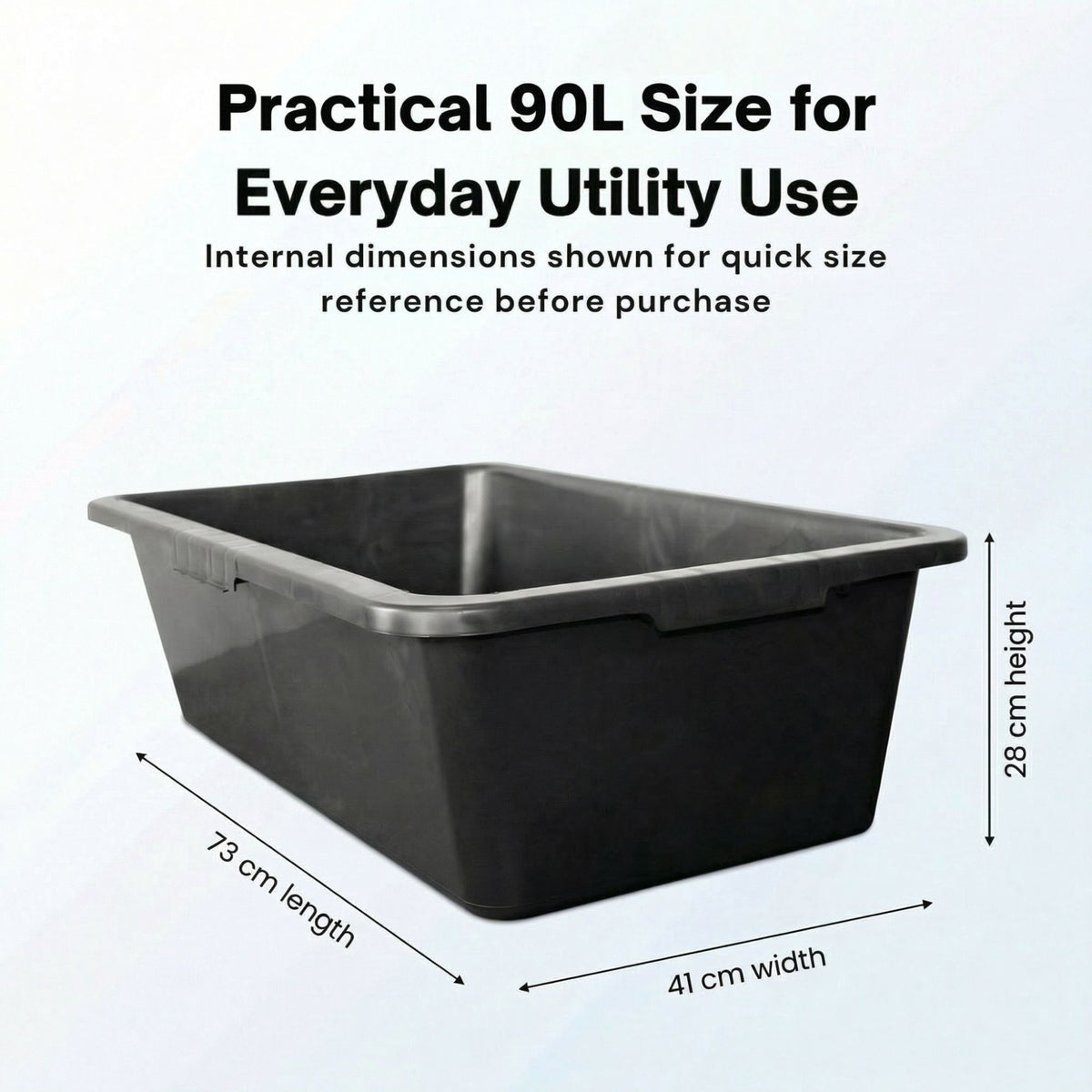 Black Mixing Tub Heavy Duty Rectangular Plastic Utility Container for Mortar Plaster Gardening Storage DIY Use Durable Multi Purpose Tray for Builders Home Garden Workshop