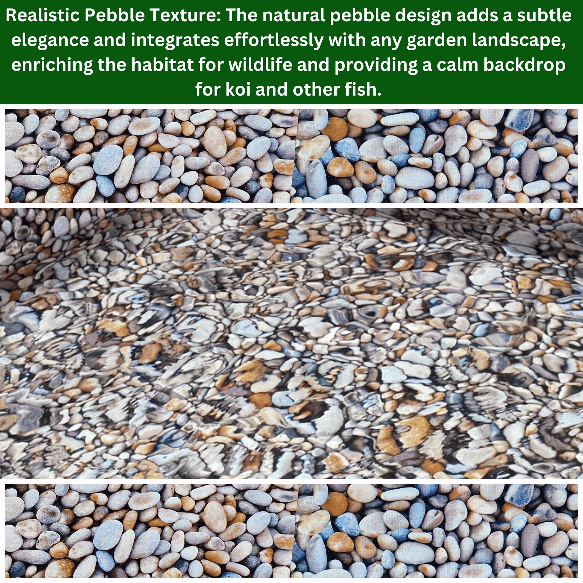 Heavy-Duty 300GSM Pond Liner - Premium HDPE Liner with Pebble Design for Ponds, Waterfalls & Fountains – UV & Tear Resistant, Ideal for Garden Koi Ponds & Water Features