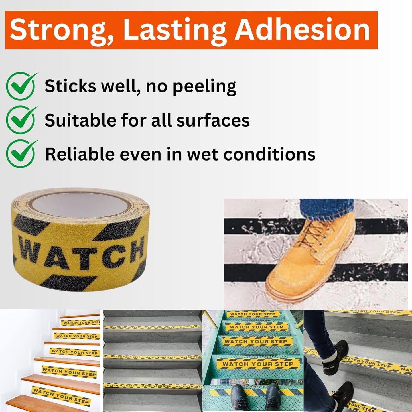 Anti Slip Tape for Stairs 5m x 5cm Heavy Duty Grip for Indoor Outdoor Use