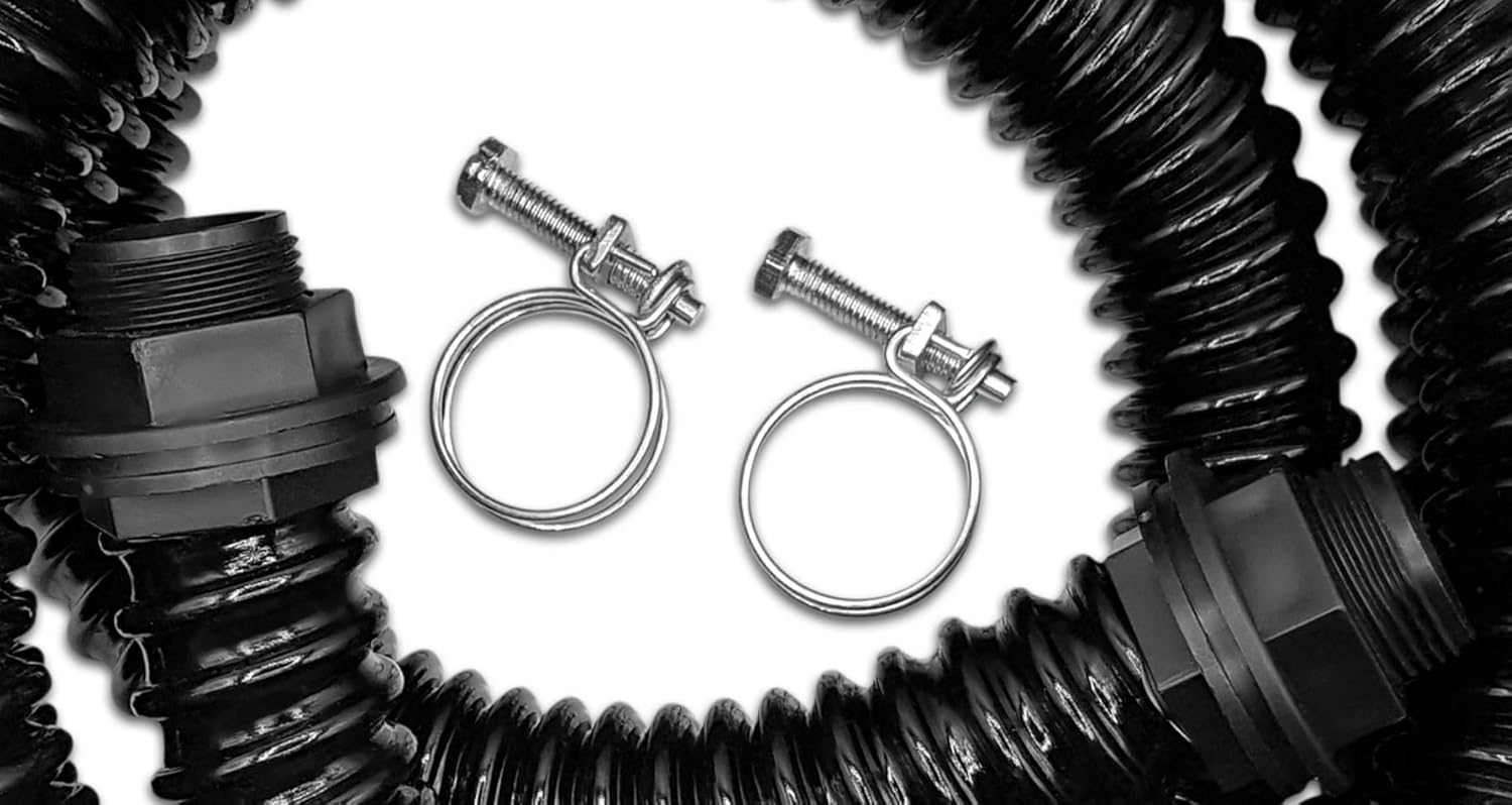 25mm 1 inch Water Butt Connector Kit – Heavy Duty Water Tank Outlet Connector Pack of 2 with 2 Double Wire Metal Clips