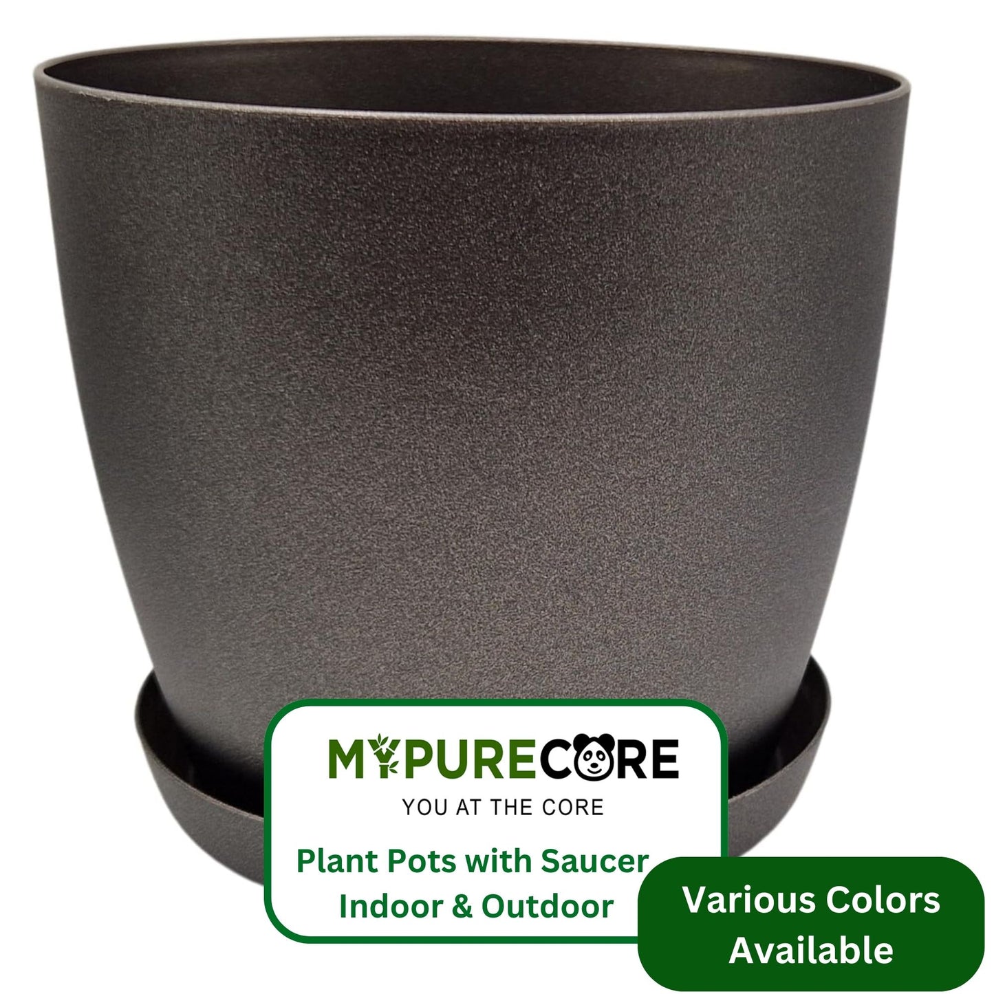 Plant Pots Indoor with Saucer – Elegant Matte Plastic Flower Pot – Durable Indoor & Outdoor Planter for House Plants, Herbs & Succulents