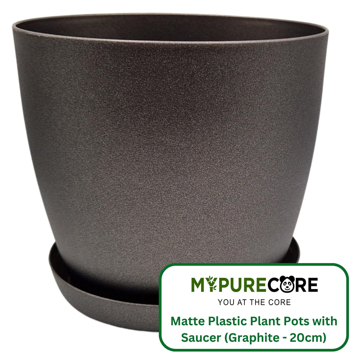 Plant Pots Indoor with Saucer – Elegant Matte Plastic Flower Pot – Durable Indoor & Outdoor Planter for House Plants, Herbs & Succulents