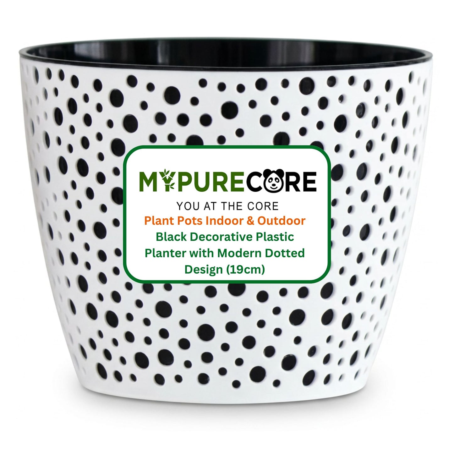 Flower Pot 19cm Decorative Modern Dotted Design Plastic Planter Round Plant Pot