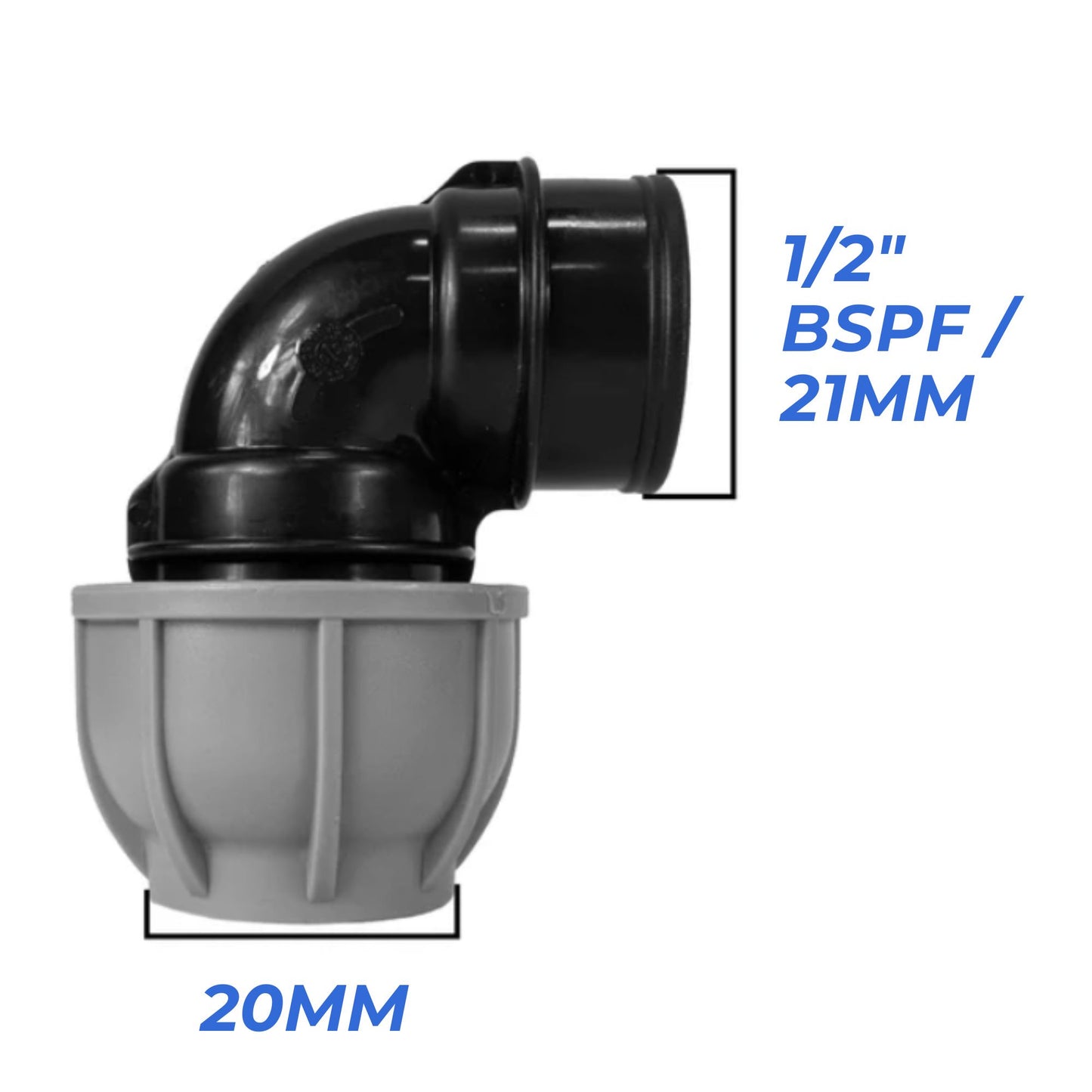 MDPE Compression Fittings 20mm - Straight, Elbow, Tee, Stop Valve, BSP Connector