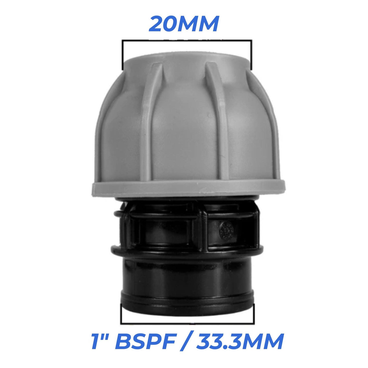 MDPE Compression Fittings 20mm - Straight, Elbow, Tee, Stop Valve, BSP Connector