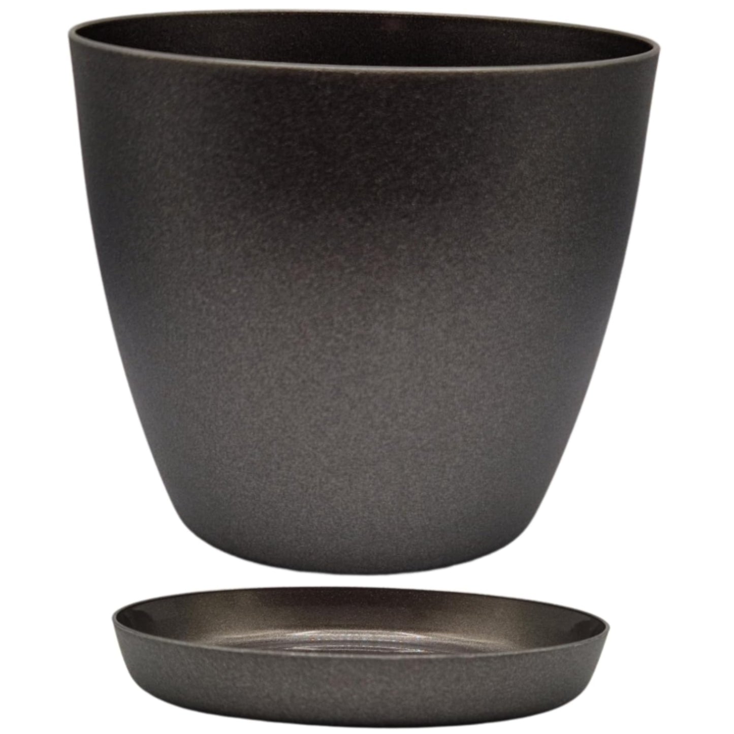 Elegant Graphite 30cm Plant Pot with Saucer – Modern Matte Finish Indoor & Outdoor Flower Planter for Houseplants, Herbs & Succulents – Durable Plastic Decorative Garden Pot