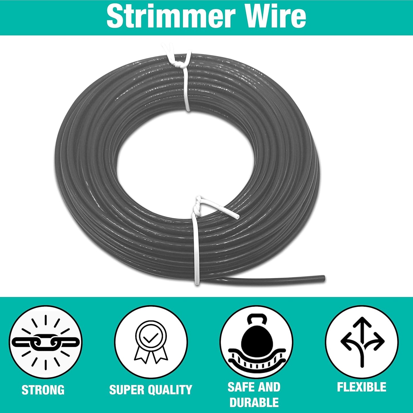 Strimmer Line Black Star – 2.4 mm x 15 m Strimmer Wire – Ideal for Professional Trimming of Medium to Long Grass
