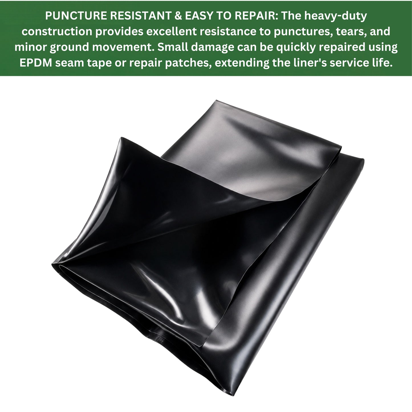 Pond Liner EPDM Rubber Heavy Duty 900GSM Waterproof Fish Pond Membrane Black Multiple Sizes