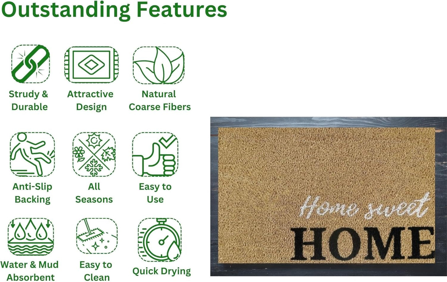 Halloween Coir Door Mat – Non-Slip, Absorbent, Eco-Friendly – 3 Spooky Designs