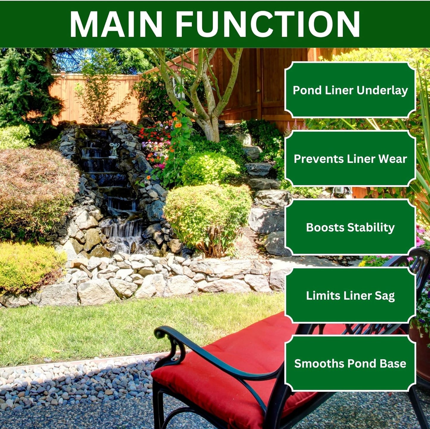 Pond Liner Underlay (3m x 5m), (3m x 3m) - Tear-Resistant, Durable Garden Pool Foundation - Perfect for Wildlife and Decorative Ponds