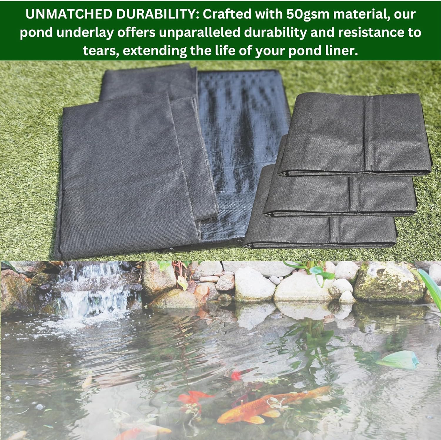 Pond Liner Underlay (3m x 5m), (3m x 3m) - Tear-Resistant, Durable Garden Pool Foundation - Perfect for Wildlife and Decorative Ponds