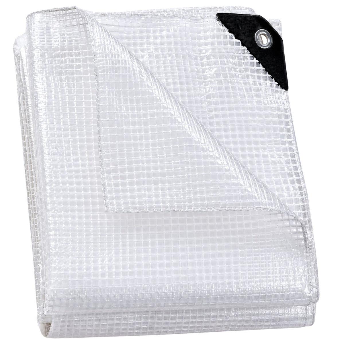 Clear Tarpaulin 300GSM Heavy Duty Waterproof Sheet + 10 Clip On Eyelets