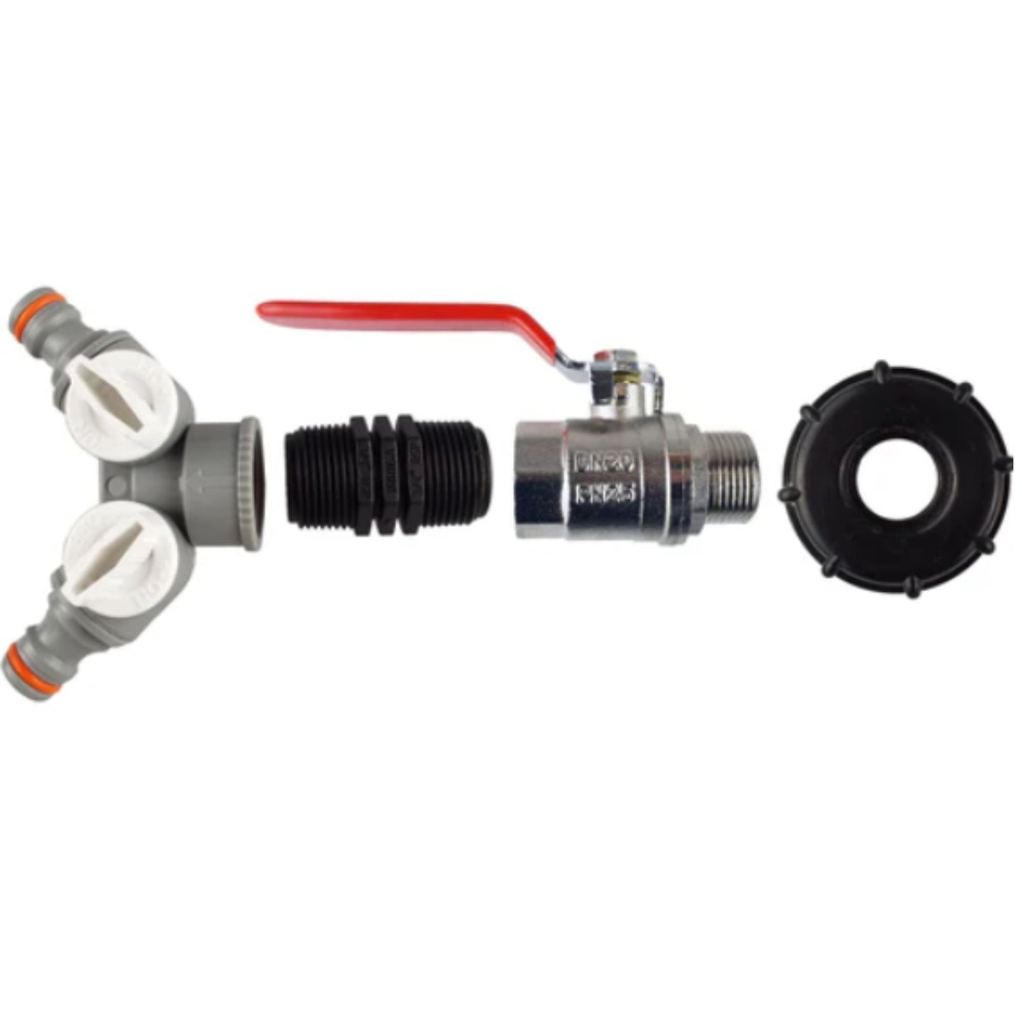 IBC 2” S60X6 Cap with Lever Valve and Two-Way Splitter and PTFE Tape – Durable Leak-Proof Plumbing Solution