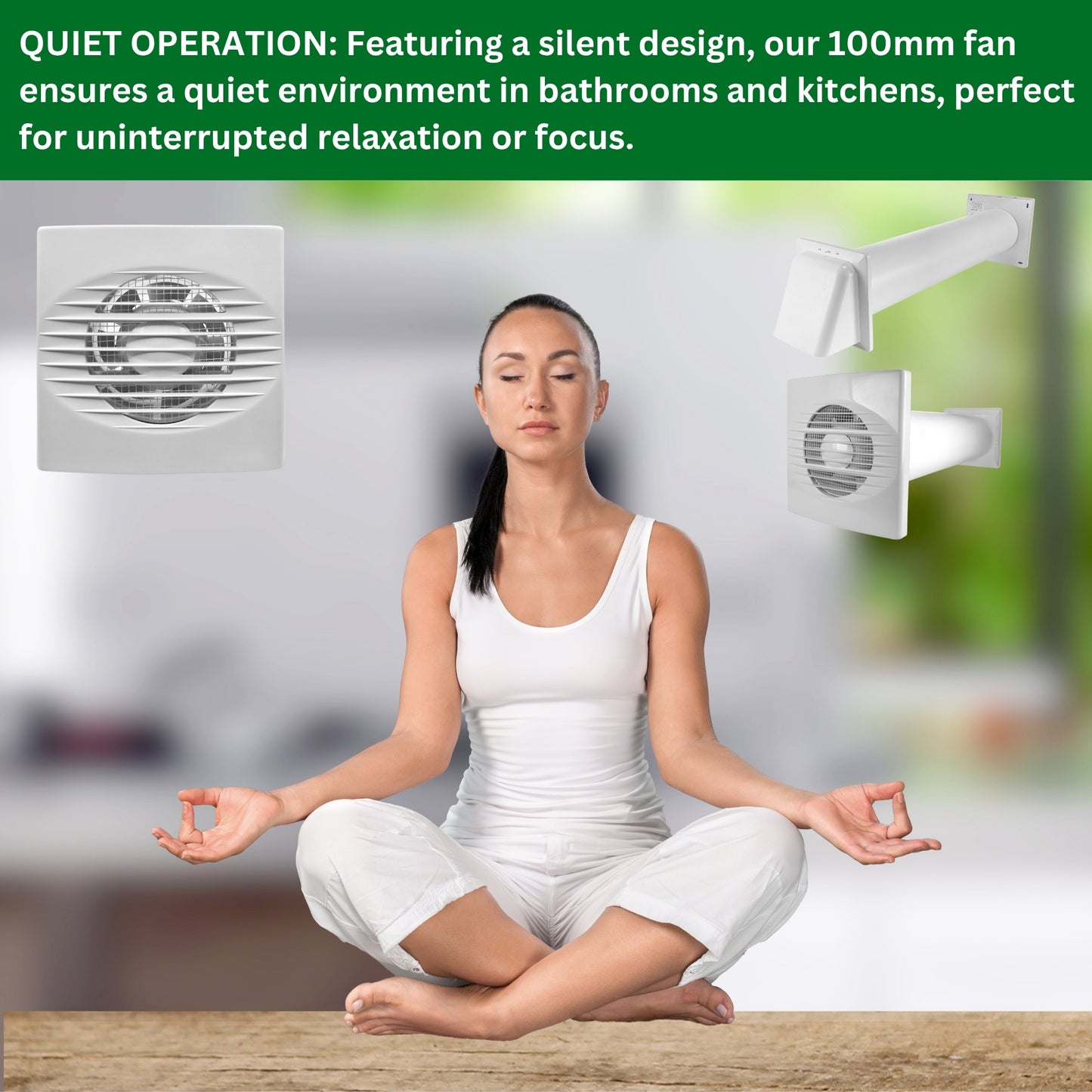 Through Wall Bathroom Ventilation Kit – 100mm Extractor Fan with Timer, Humidistat, 50cm PVC Duct & Louvre Vent – Quiet Ventilation for Toilet, Kitchen, Home & Office