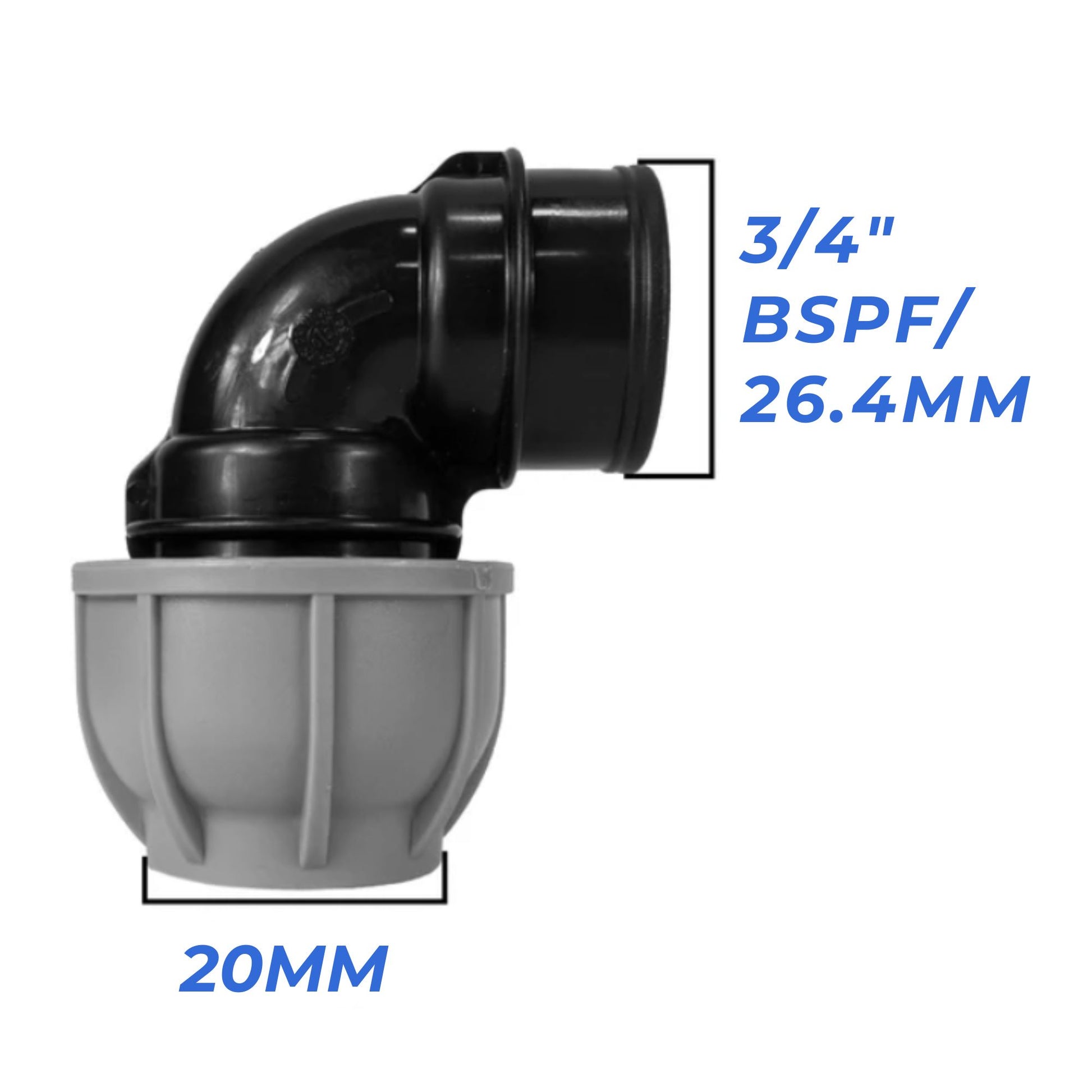 MDPE Compression Fittings 20mm - Straight, Elbow, Tee, Stop Valve, BSP Connector