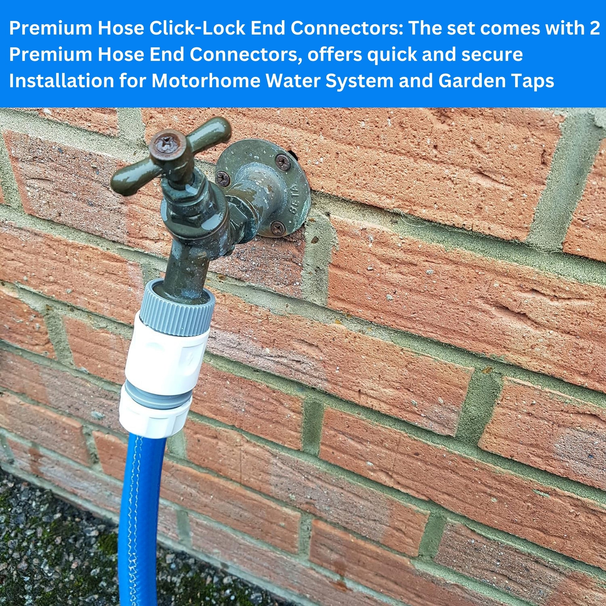 Premium 3-Layer Food Grade Water Hose Pipe | 10m, 1/2" | Includes Faucet, Double Male & Click-Lock Connectors | Motorhome, Caravan & Campervan Accessories | Campers & Motorhome Gadgets