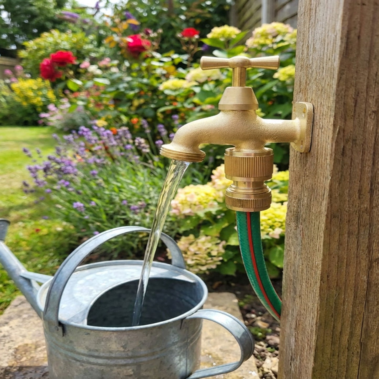 Brass Garden Tap Kit – 3/4" BSP Outdoor Bib Tap with Female Tap Connector & Solid Brass Hose Connector, Heavy-Duty Quick Connect for Garden & Irrigation Rooster/Classic Handle