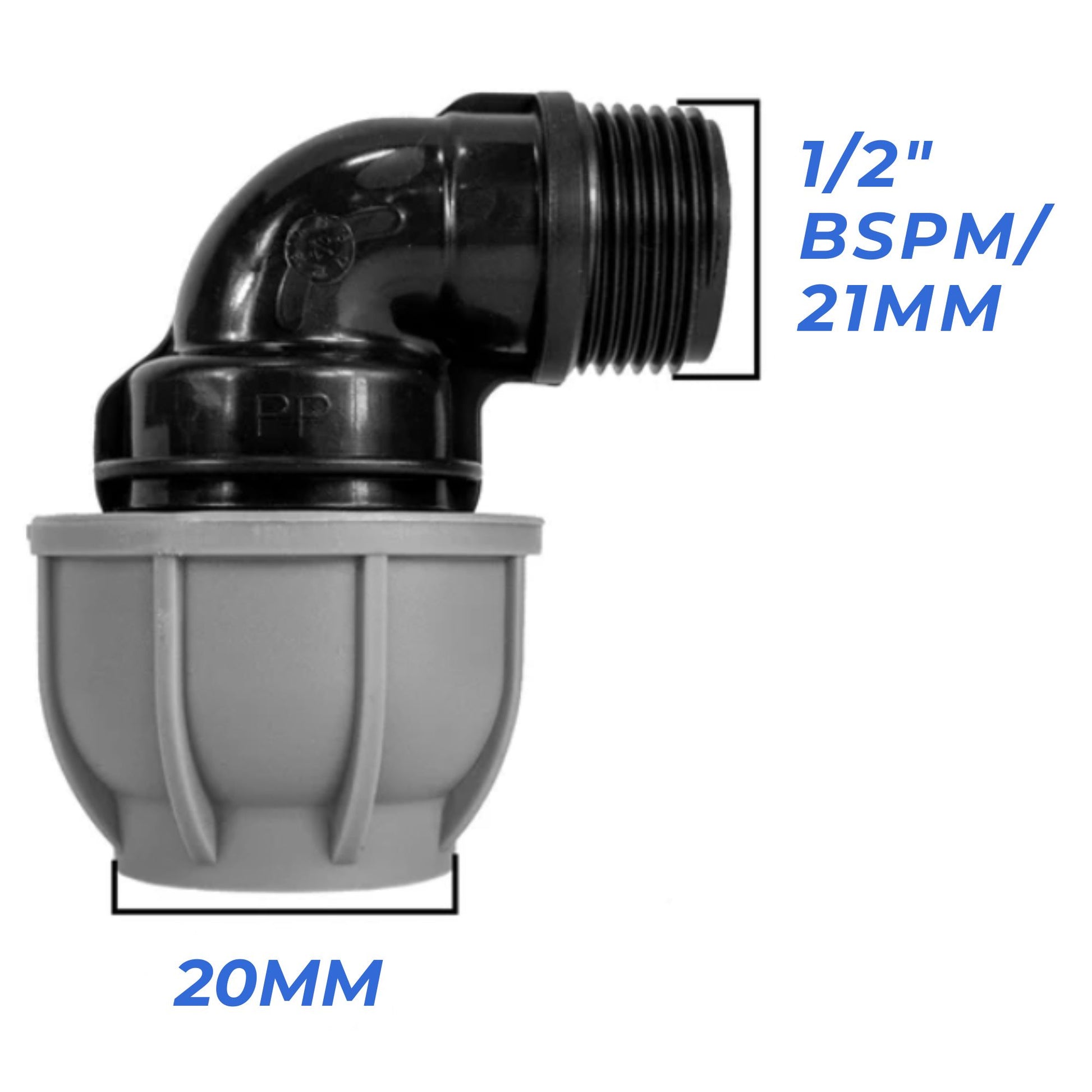 MDPE Compression Fittings 20mm - Straight, Elbow, Tee, Stop Valve, BSP Connector