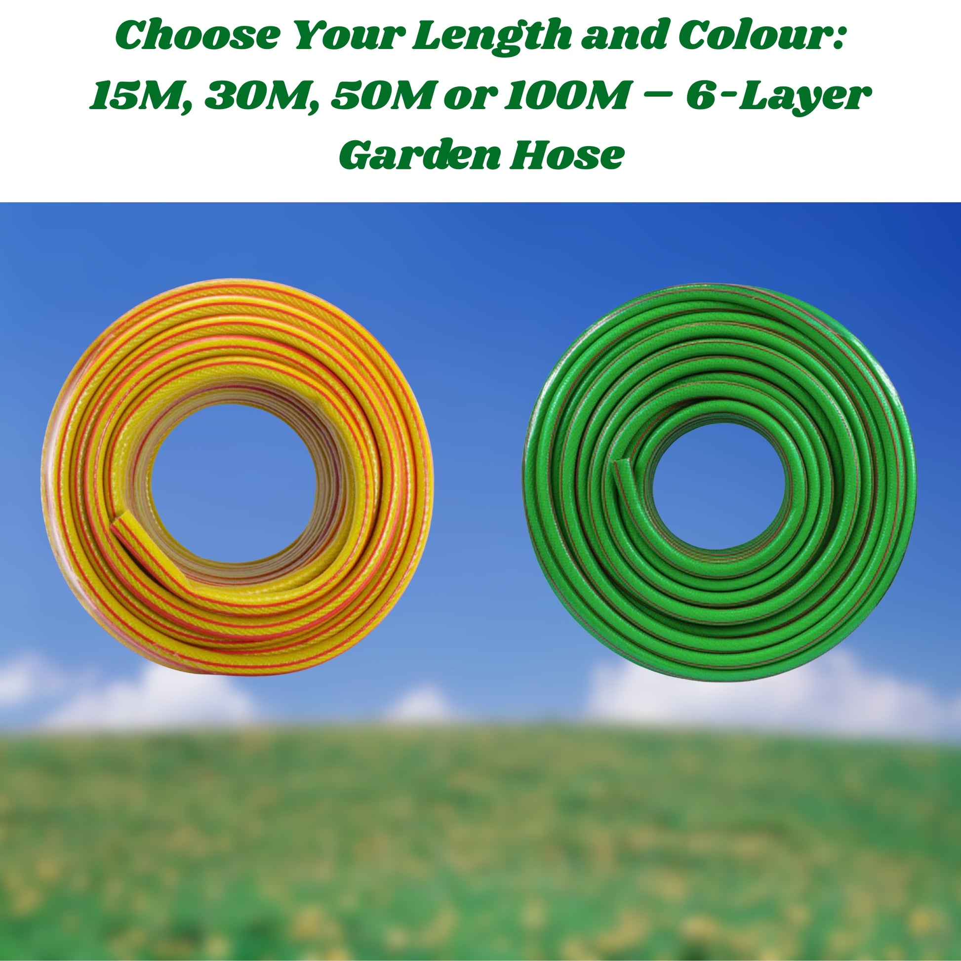 Reinforced Heavy Duty Garden Water Hose Pipe 1/2" – 6 Layer Anti-Kink Design
