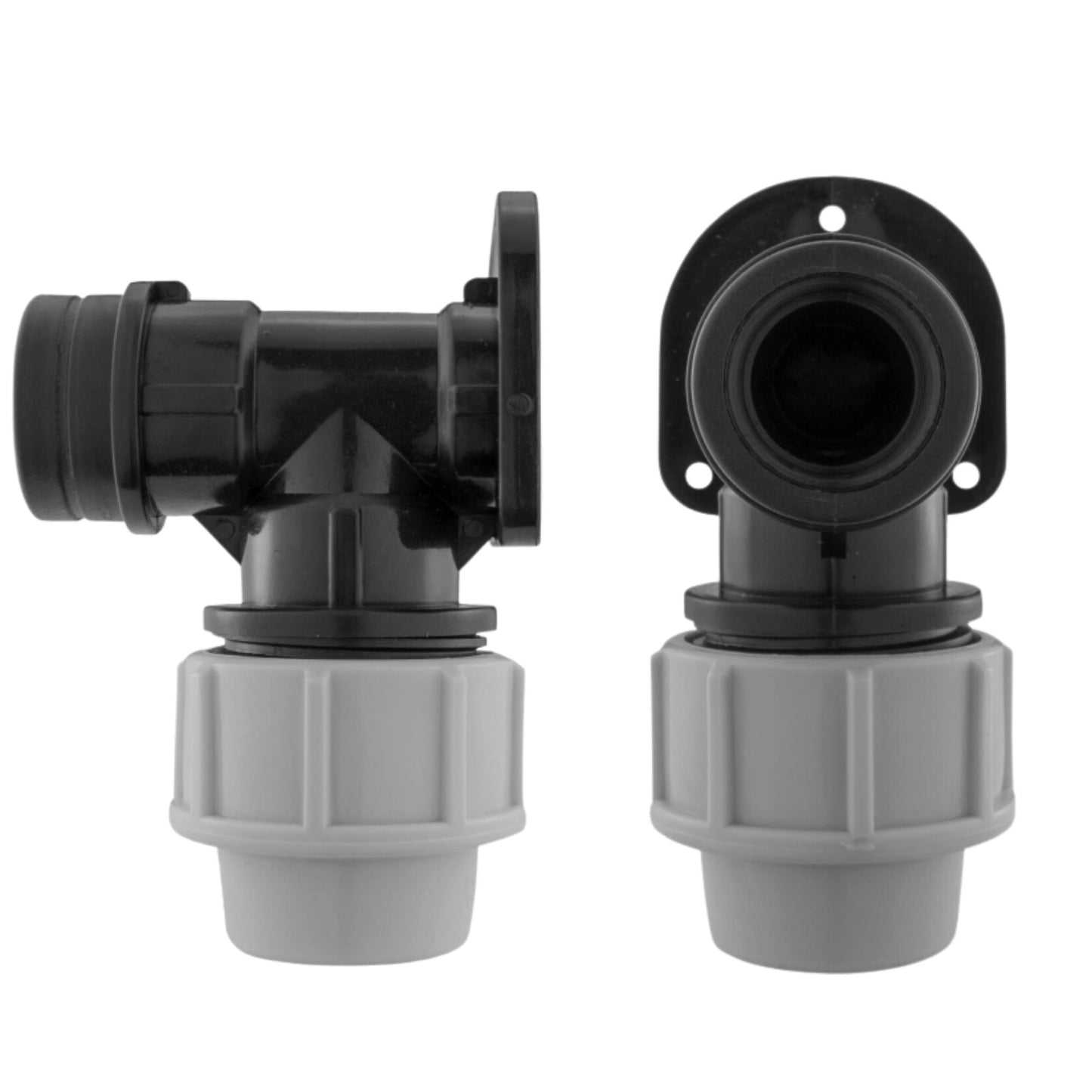 MDPE Wall Flange Plate Kit with Taps for Blue Water Pipe 20mm or 25mm