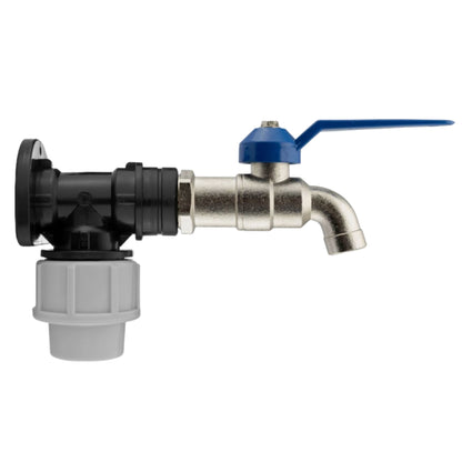 MDPE Wall Flange Plate Kit with Taps for Blue Water Pipe 20mm or 25mm