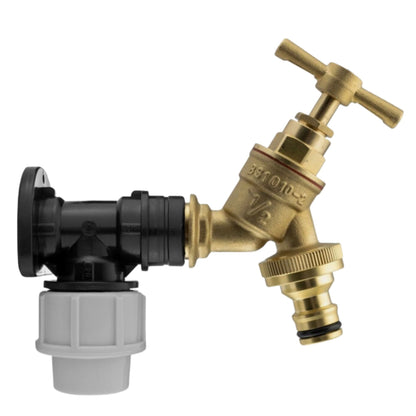 MDPE Wall Flange Plate Kit with Taps for Blue Water Pipe 20mm or 25mm