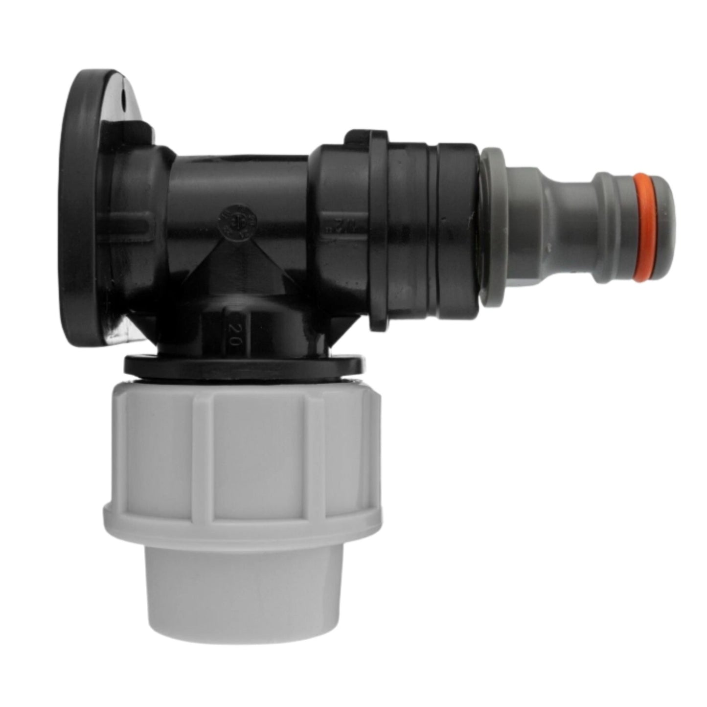 MDPE Wall Flange Plate Kit with Taps for Blue Water Pipe 20mm or 25mm