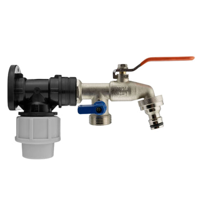 MDPE Wall Flange Plate Kit with Taps for Blue Water Pipe 20mm or 25mm