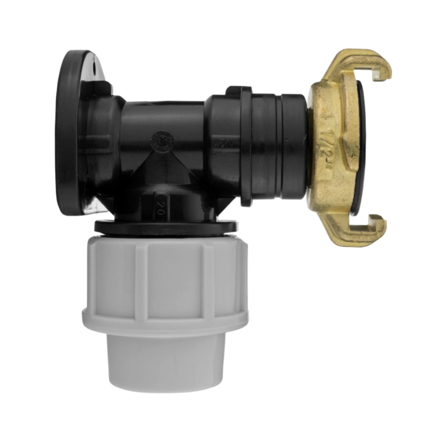 MDPE Wall Flange Plate Kit with Taps for Blue Water Pipe 20mm or 25mm