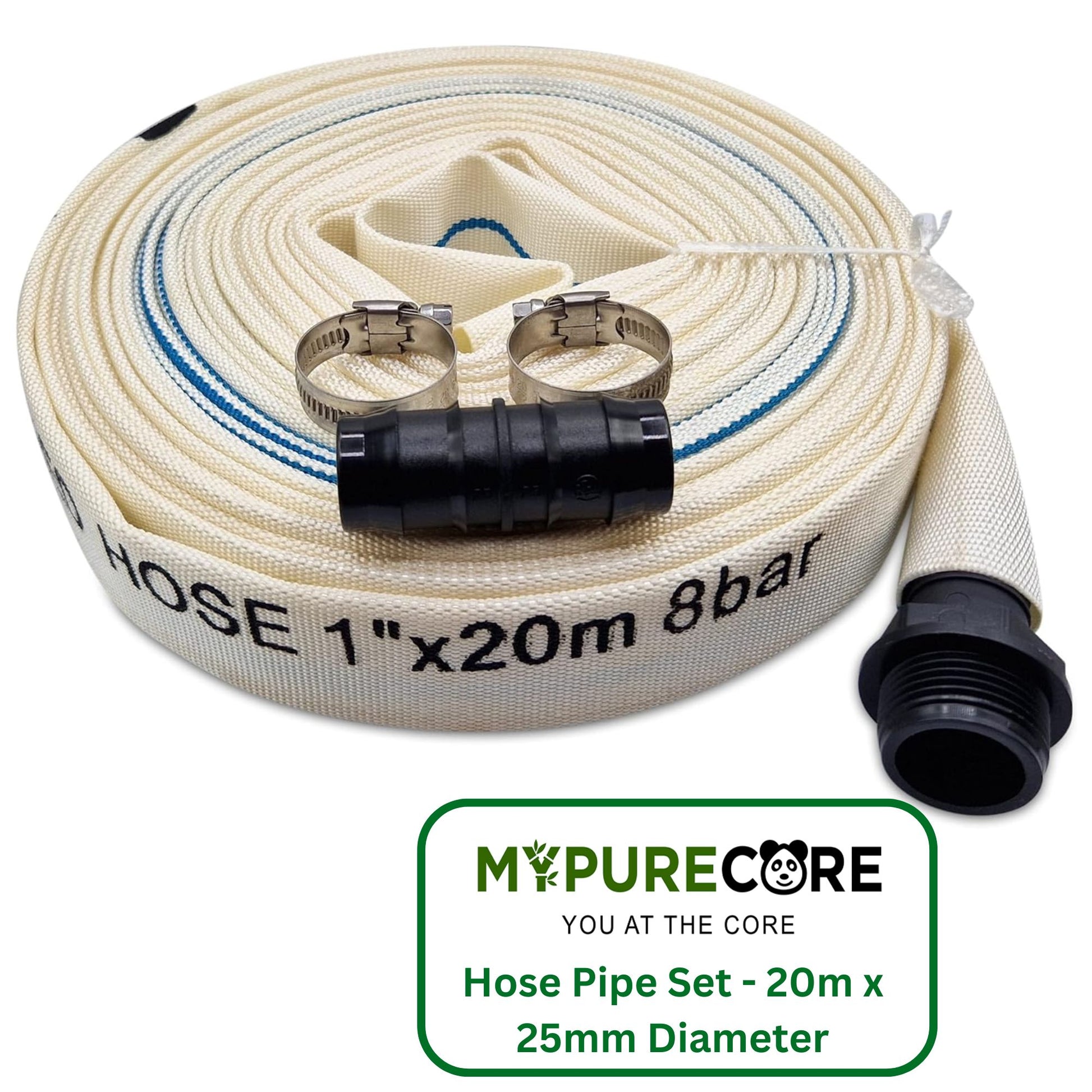 Ultimate Heavy Duty Discharge Hose Pipe Set - 25mm Diameter, Complete with 2 Clips, Joiner Coupler, and Pond Connector
