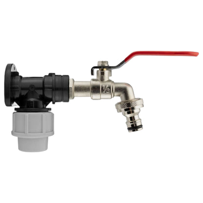 MDPE Wall Flange Plate Kit with Taps for Blue Water Pipe 20mm or 25mm