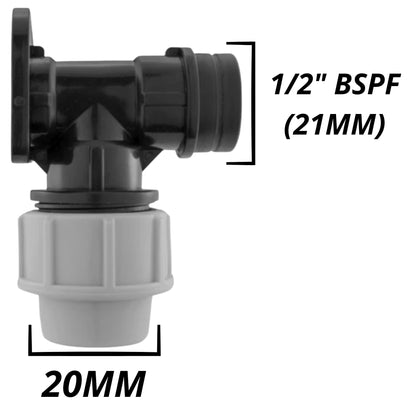 MDPE Wall Flange Plate Kit with Taps for Blue Water Pipe 20mm or 25mm
