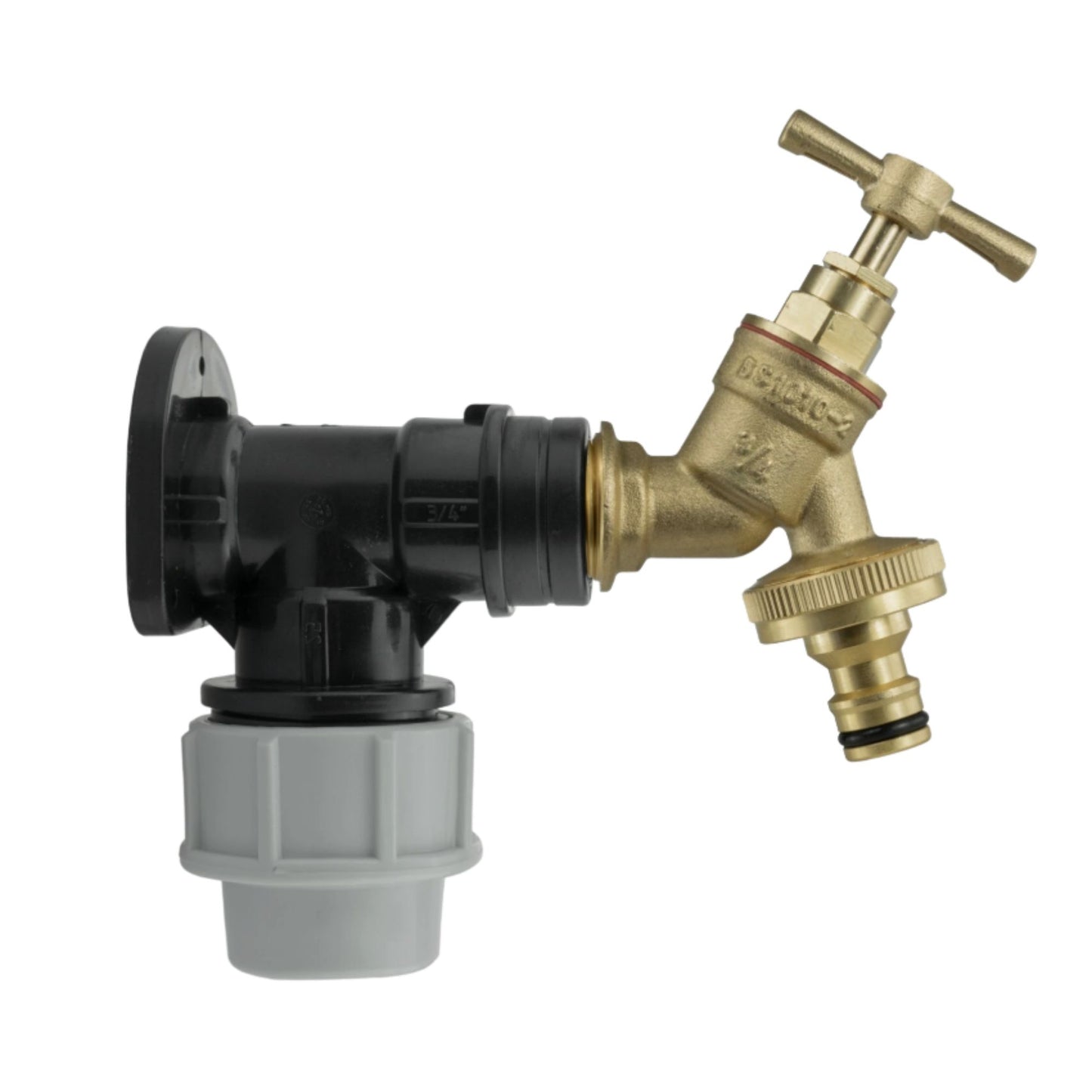 MDPE Wall Flange Plate Kit with Taps for Blue Water Pipe 20mm or 25mm