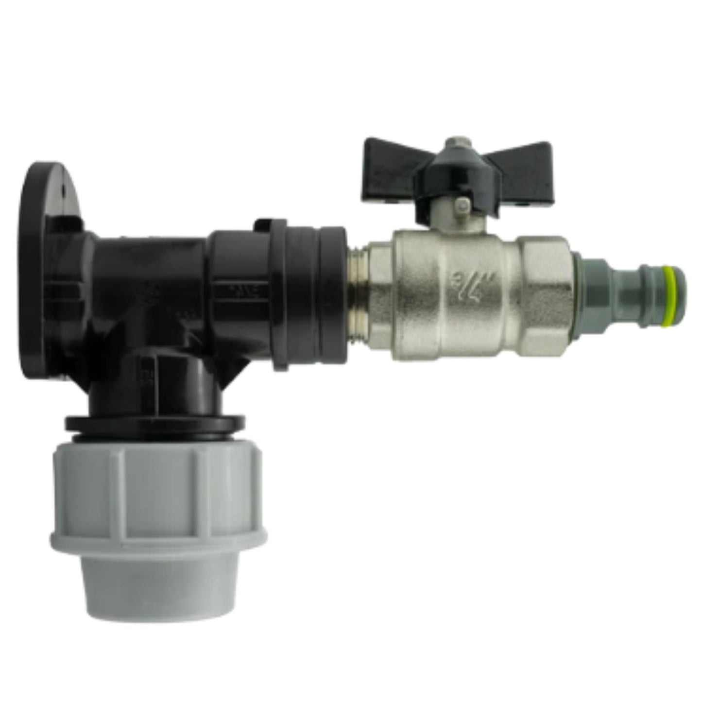MDPE Wall Flange Plate Kit with Taps for Blue Water Pipe 20mm or 25mm