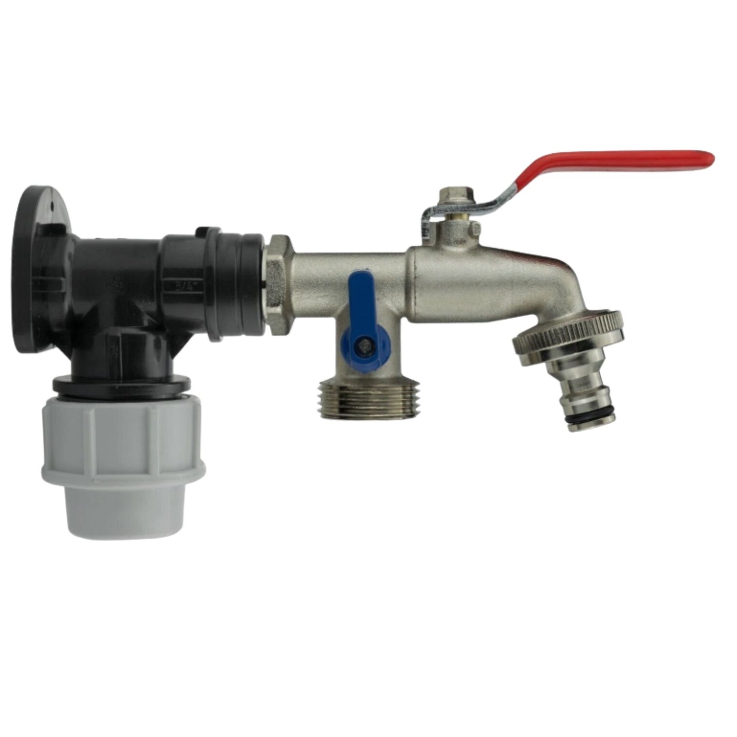 MDPE Wall Flange Plate Kit with Taps for Blue Water Pipe 20mm or 25mm