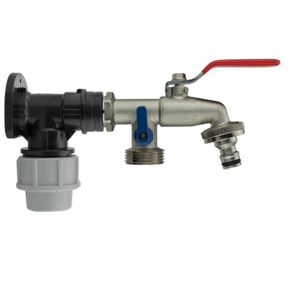 MDPE Wall Flange Plate Kit with Taps for Blue Water Pipe 20mm or 25mm