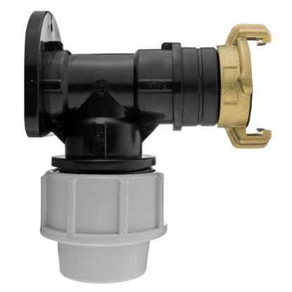MDPE Wall Flange Plate Kit with Taps for Blue Water Pipe 20mm or 25mm