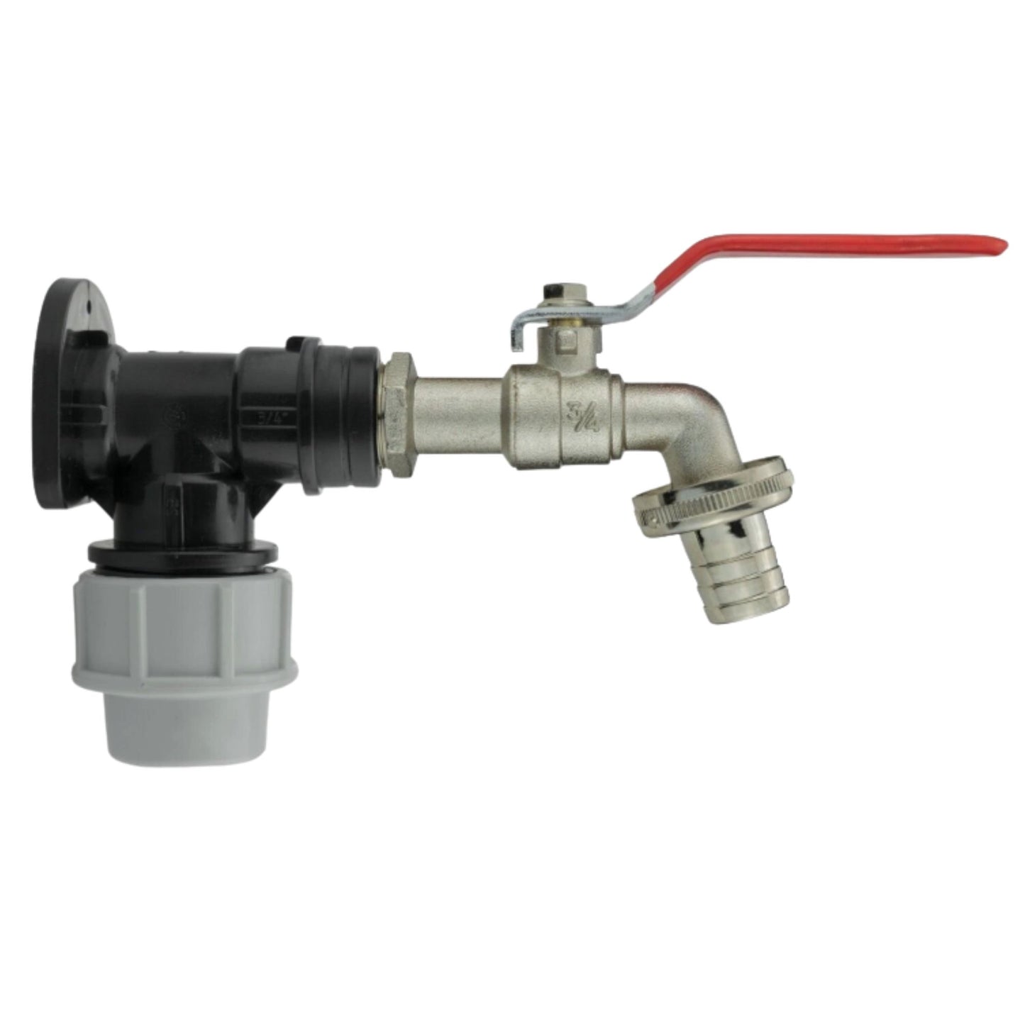 MDPE Wall Flange Plate Kit with Taps for Blue Water Pipe 20mm or 25mm