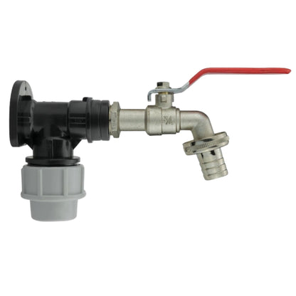 MDPE Wall Flange Plate Kit with Taps for Blue Water Pipe 20mm or 25mm