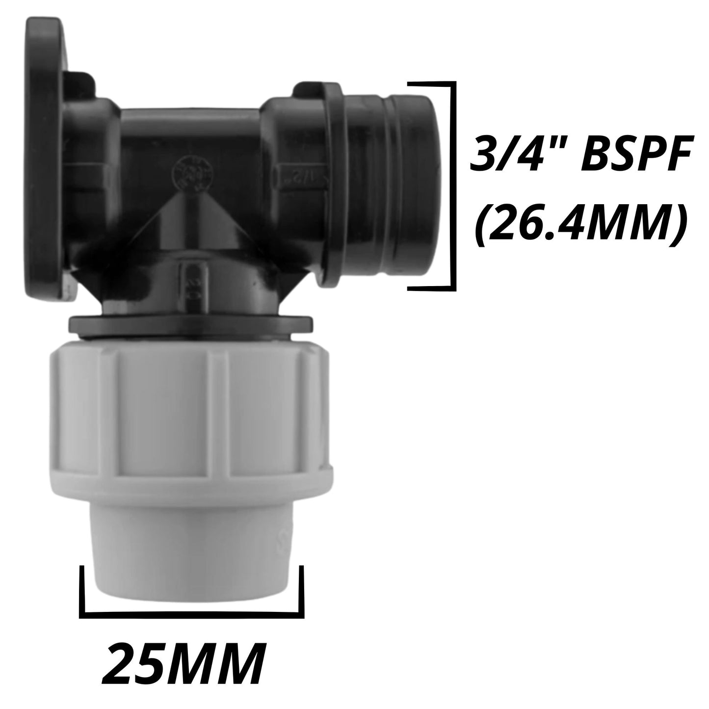 MDPE Wall Flange Plate Kit with Taps for Blue Water Pipe 20mm or 25mm
