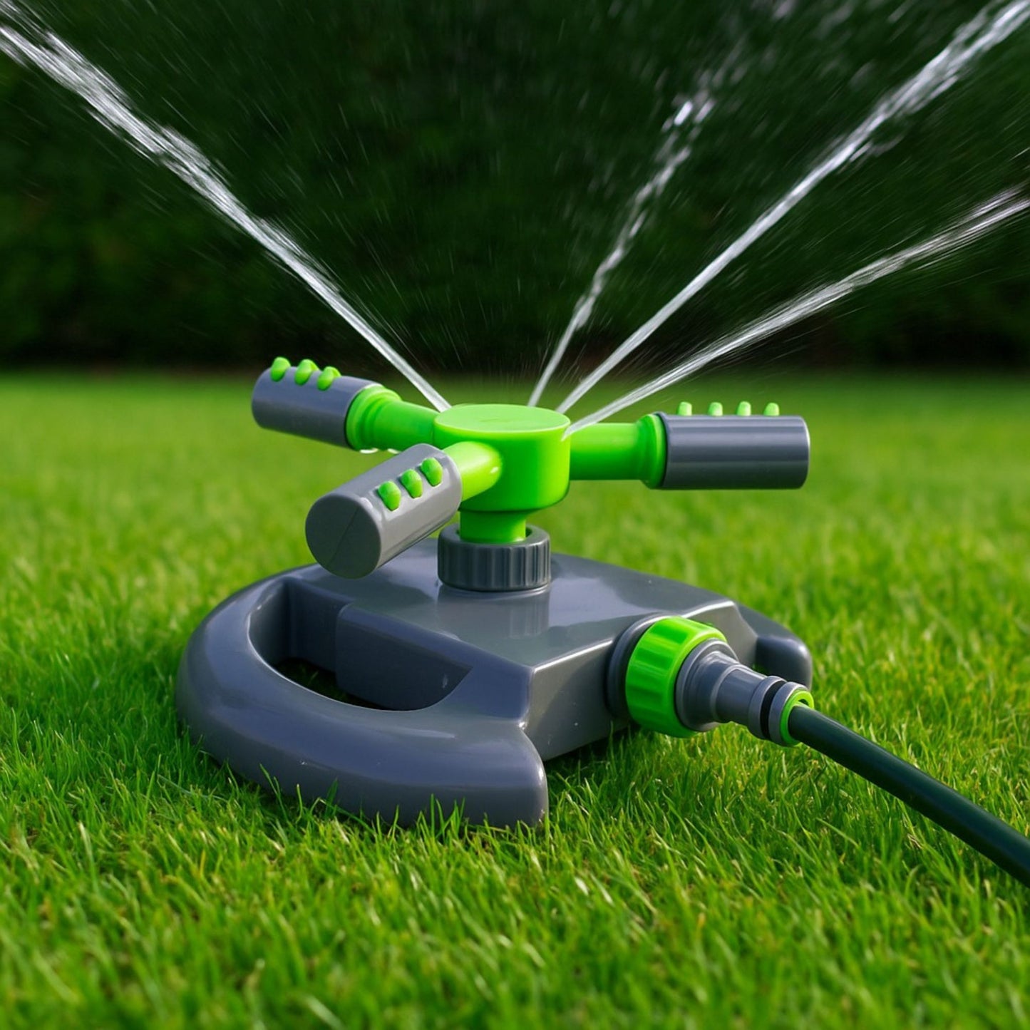 3-Arm Rotating Lawn Sprinkler Adjustable Spray – Garden Yard Watering Tool
