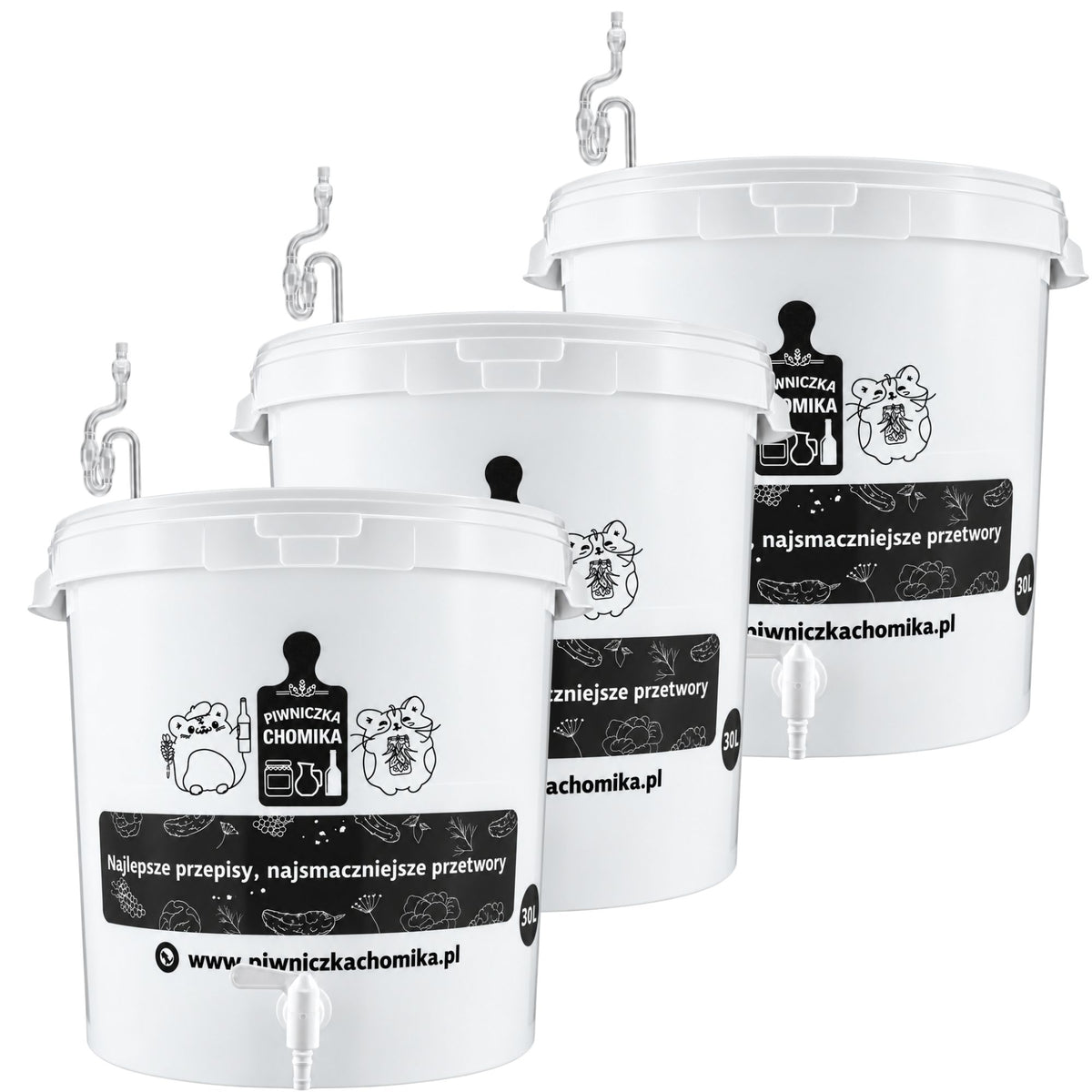 Fermentation Bucket 30L with Tap & Airlock Home Brew Wine Brewing PACK OF 3